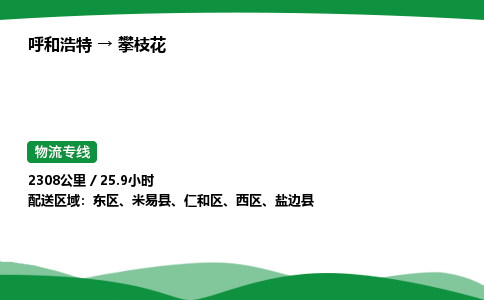 呼和浩特到攀枝花货运公司|呼和浩特至攀枝花货运专线|呼和浩特至攀枝花配货站